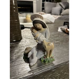 Grasslands Road Mary & Jesus Figurine w/ Deer Rabbit & Mushroom